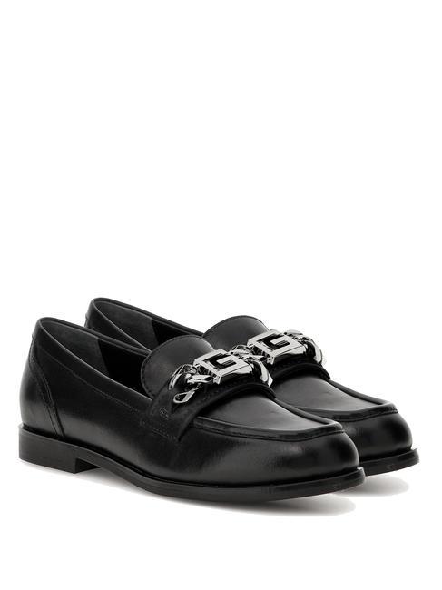 GUESS VICTER Leather moccasin shoe BLACK - Women’s shoes