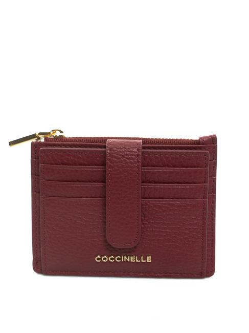 COCCINELLE METALLIC SOFT Textured leather flat wallet garnet red - Women’s Wallets