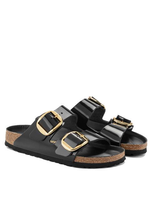 BIRKENSTOCK ARIZONA Big Buckle Leather slipper sandal shine black - Unisex shoes
