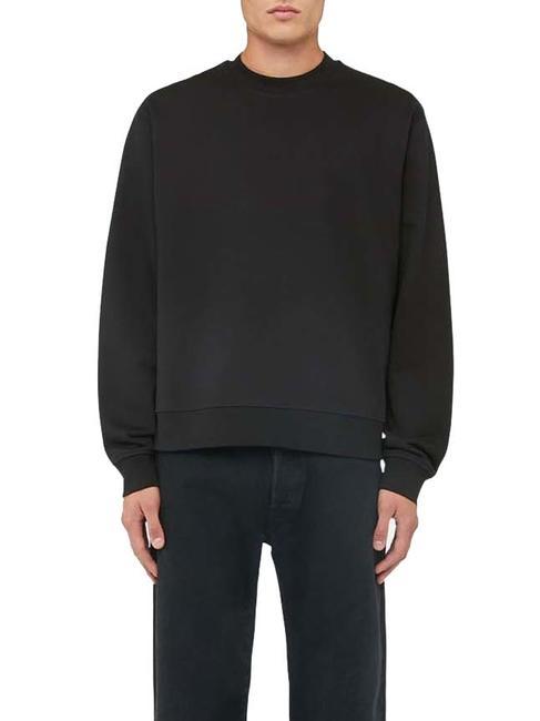 TRUSSARDI NEEDLE PUNCH LOGO Crew neck sweatshirt BLACK - Sweatshirts