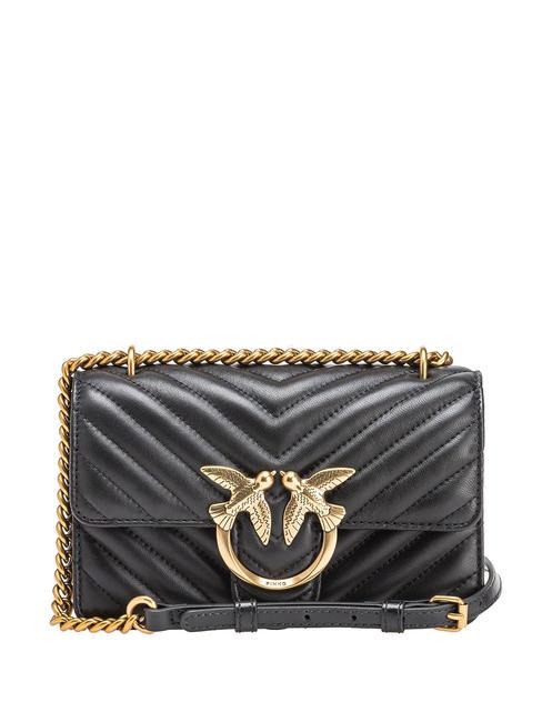 PINKO MINI LOVE BAG One chevron bag black-antique gold - Women’s Bags