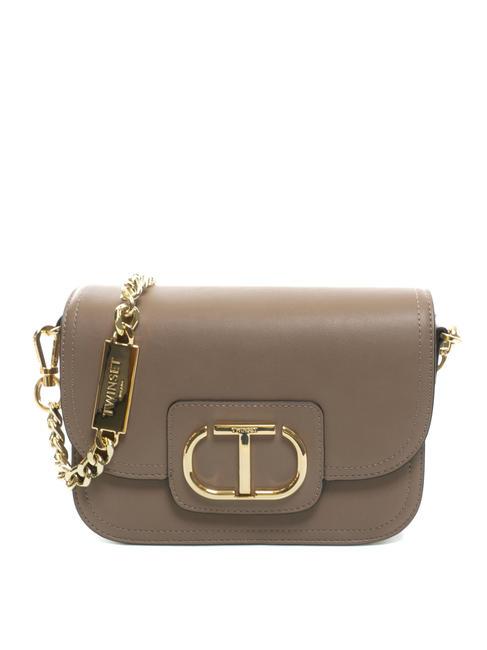 TWINSET OVAL T Shoulder strap with flap taupe - Women’s Bags