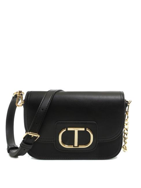 TWINSET OVAL T Shoulder strap with flap black - Women’s Bags