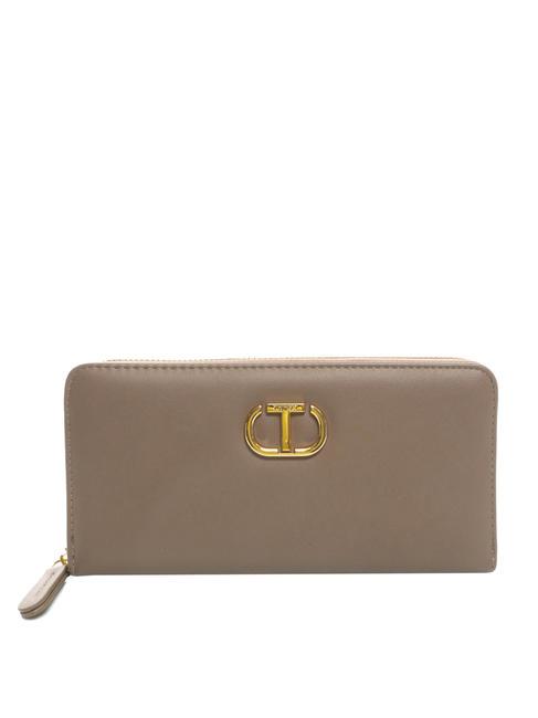 TWINSET NEW OVAL T Large leather wallet taupe - Women’s Wallets