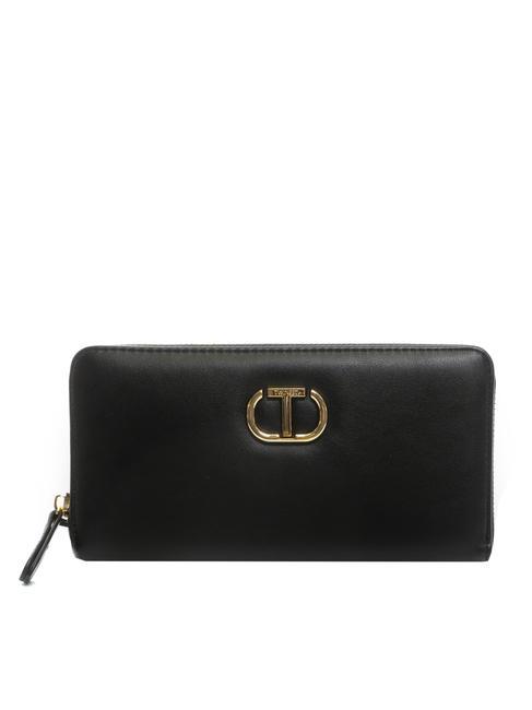 TWINSET NEW OVAL T Large leather wallet black - Women’s Wallets