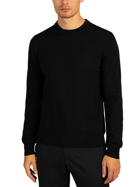 TRUSSARDI WOOL Crew neck sweater in wool BLACK - Men's Sweaters