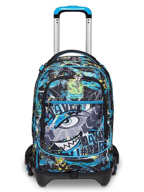 SJGANG SHARKEN JACK Detachable Trolley Backpack, 3 wheels fluffy turquoise - Backpack trolleys