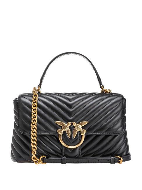 PINKO CLASSIC LADY LOVE BAG chevron bag black-antique gold - Women’s Bags