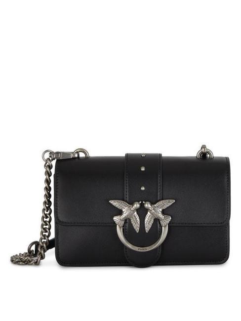 PINKO MINI LOVE BAG Shoulder bag in calf leather black-old silver - Women’s Bags