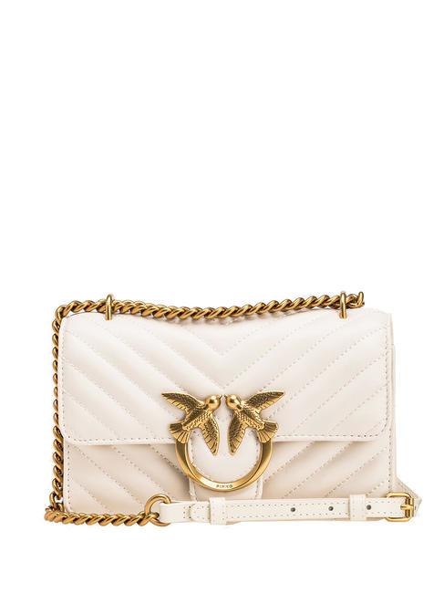 PINKO MINI LOVE BAG One chevron bag silk white-antique gold - Women’s Bags