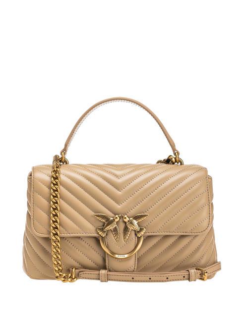 PINKO CLASSIC LADY LOVE BAG chevron bag ginger biscuit-antique gold - Women’s Bags