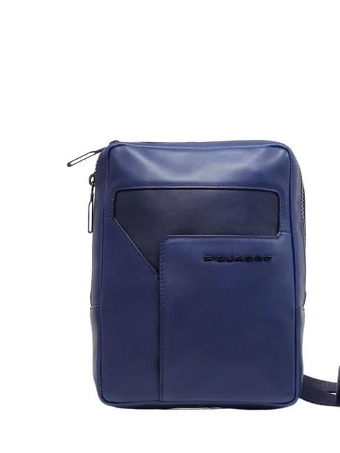 PIQUADRO W119 iPad bag, in leather blue - Over-the-shoulder Bags for Men