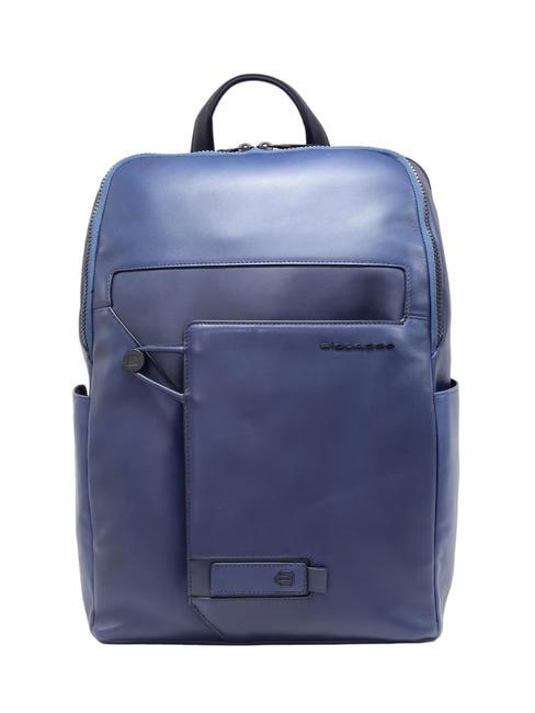PIQUADRO W119 14" laptop backpack, in leather blue - Laptop backpacks
