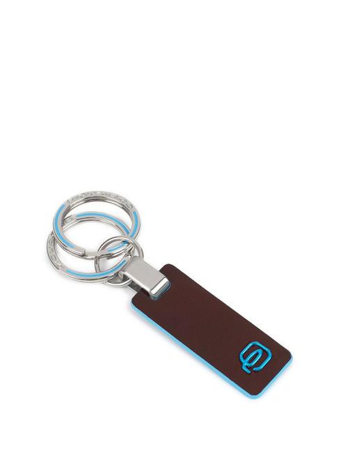 PIQUADRO BLUE SQUARE Leather keychain MAHOGANY - Key holders