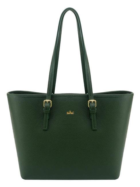 LESAC CHIARA Rigid dollar leather shopper bag dark green - Women’s Bags