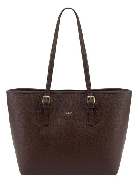 LESAC CHIARA Rigid dollar leather shopper bag mocha - Women’s Bags