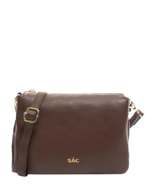 LESAC SIMONA Tris dollar leather shoulder bag mocha - Women’s Bags