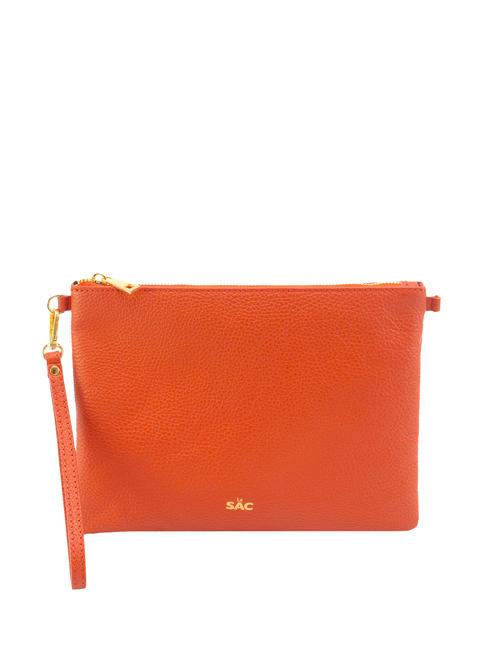 LESAC CLAUDIA Pochette with dollar leather shoulder strap papaya - Women’s Bags