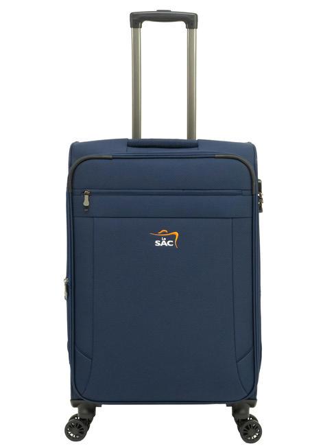 LESAC LIGHT FLY Medium expandable trolley blue - Semi-rigid Trolley Cases