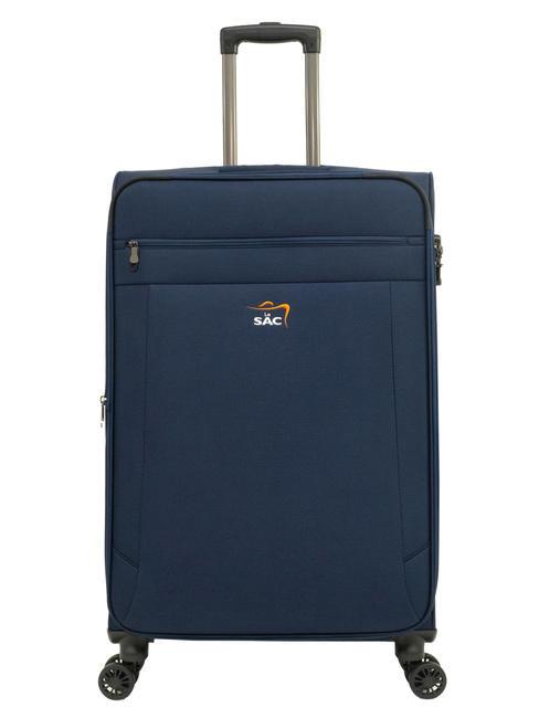 LESAC LIGHT FLY Large expandable trolley blue - Semi-rigid Trolley Cases