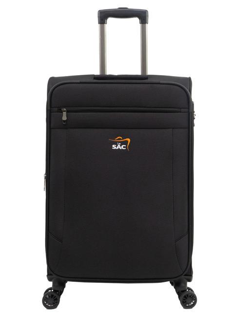 LESAC LIGHT FLY Medium expandable trolley black - Semi-rigid Trolley Cases