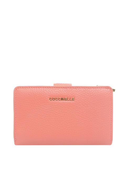 COCCINELLE METALLIC SOFT Wallet in hammered leather hyper pink - Women’s Wallets