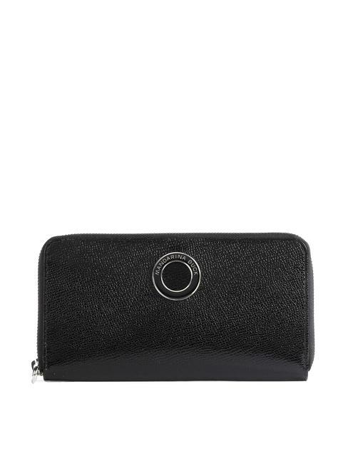 MANDARINA DUCK DELUXE Large zip around wallet in leather BLACK - Women’s Wallets