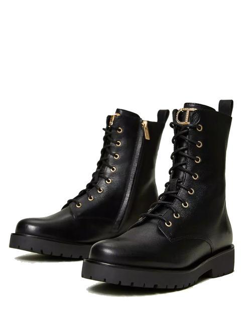 TWINSET URBAN Leather combat boots black - Women’s shoes
