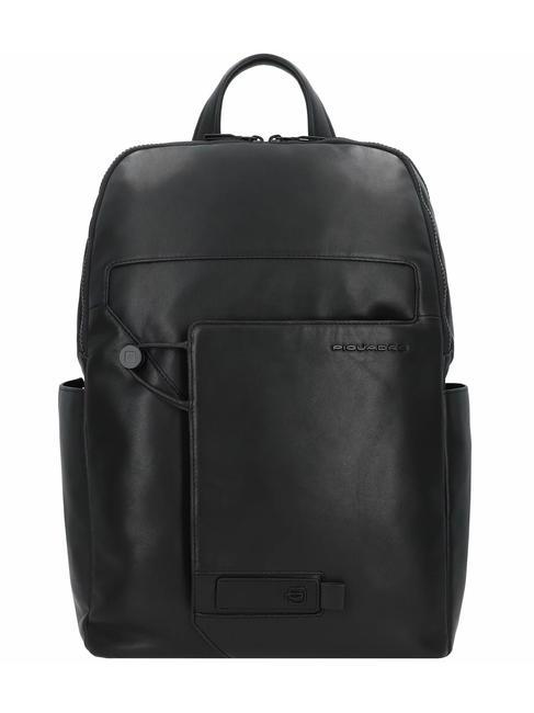 PIQUADRO W119 14" laptop backpack, in leather Black - Laptop backpacks