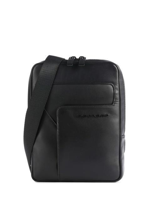 PIQUADRO W119 iPad bag, in leather Black - Over-the-shoulder Bags for Men