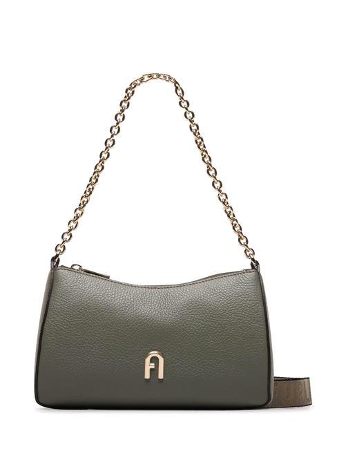 FURLA PRIMULA Small leather bag with shoulder strap cactus/metal taupe - Women’s Bags