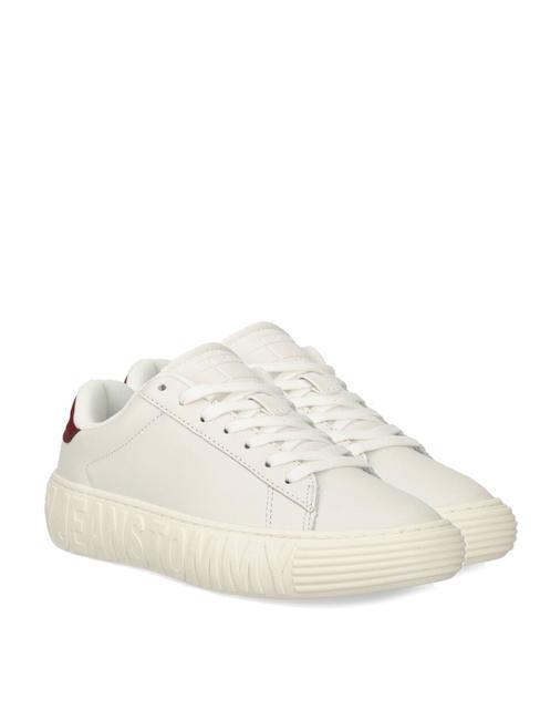 TOMMY HILFIGER TJ NEW CUSPOLE Leather sneakers ecru / red - Women’s shoes