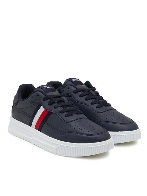 TOMMY HILFIGER SUPERCUP STRIPES Leather sneakers desert sky - Men’s shoes