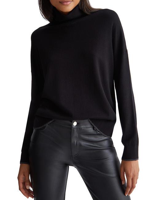 LIUJO LUREX Turtleneck sweater BLACK - Women's Sweaters
