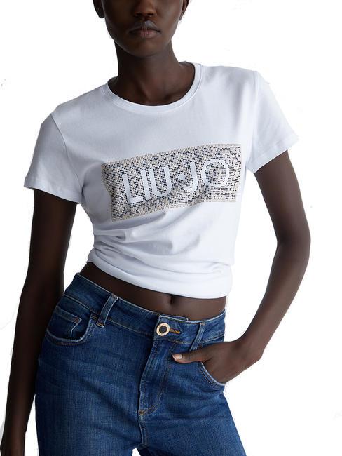 LIUJO MODA Sequin logo t-shirt white macula liujo - T-shirt