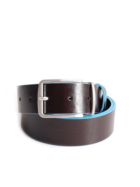 PIQUADRO BLUE SQUARE Reversible leather belt, can be shortened mahogany/black - Belts