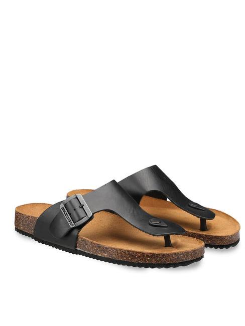 DOCKSTEPS VEGA 2284 Leather thong sandal with buckle black - Men’s shoes
