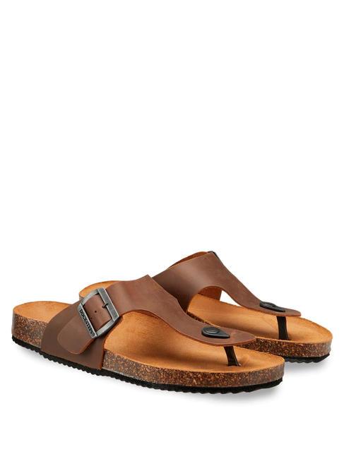 DOCKSTEPS VEGA 2284 Leather thong sandal with buckle dark brown - Men’s shoes