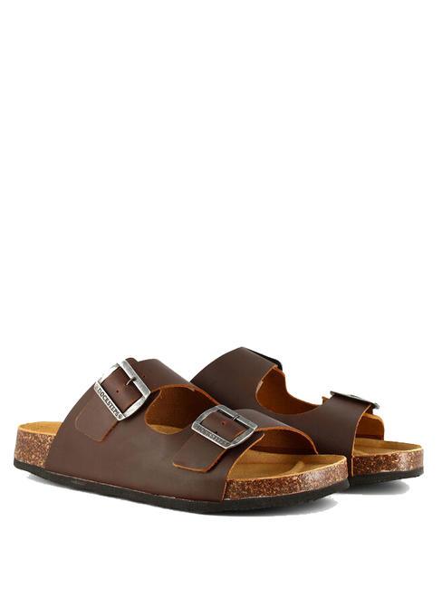 DOCKSTEPS VEGA Double buckle leather sandal dark brown - Men’s shoes