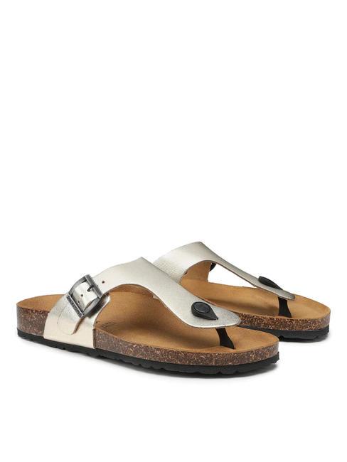 DOCKSTEPS VEGA 2290 Flip flop sandal in laminated leather platinum - Women’s shoes
