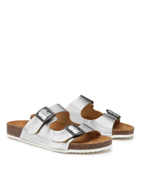 DOCKSTEPS VEGA  Sandals in laminated leather with two buckles silver - Women’s shoes