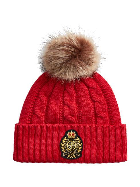 RALPH LAUREN CABLE Hat with pompom martin red - Hats