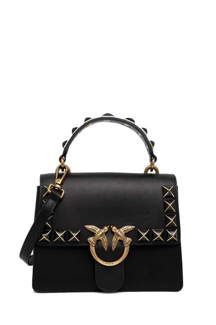 PINKO LOVE Mini hand bag, with shoulder strap black-antique gold - Women’s Bags