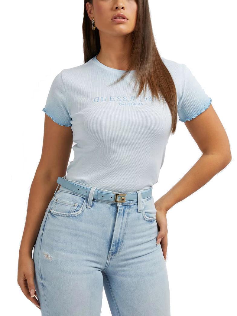 Guess Edurne Crew Neck Cotton T Shirt Cold Spirits Blue Buy At