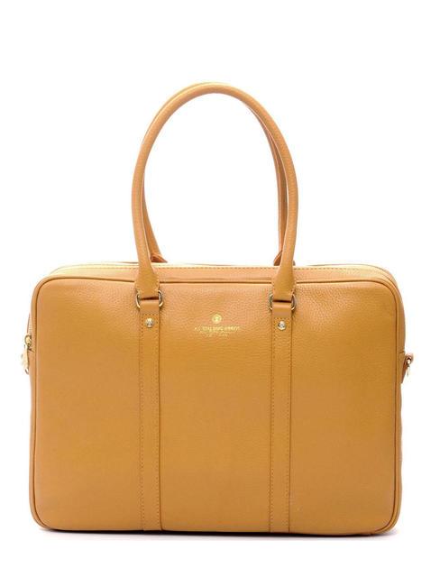 SPALDING TIFFANY 2-zip leather briefcase, 15" pc holder mustard - Work Briefcases
