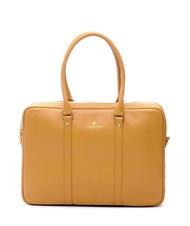 SPALDING TIFFANY 2-zip leather briefcase, 15" pc holder mustard - Work Briefcases - 1