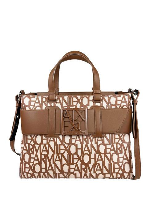 ARMANI EXCHANGE LOGO ALL OVER Hand bag with shoulder strap off white/leather - Women’s Bags