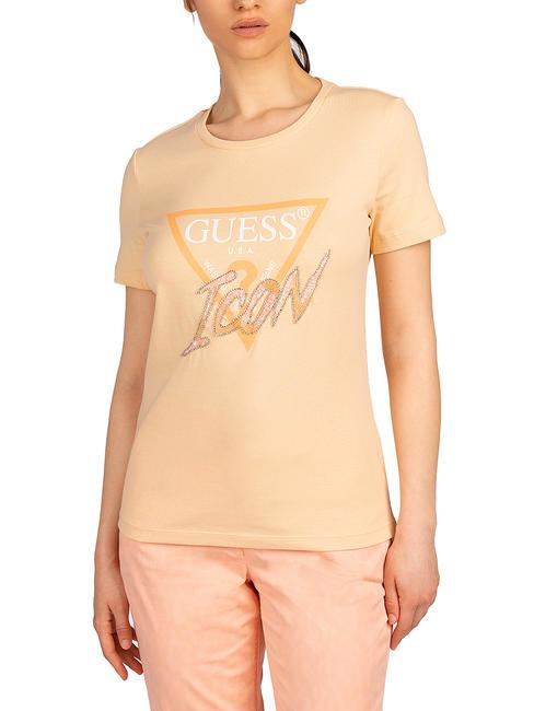 GUESS ICON Cotton T-shirt sandy peach - T-shirt