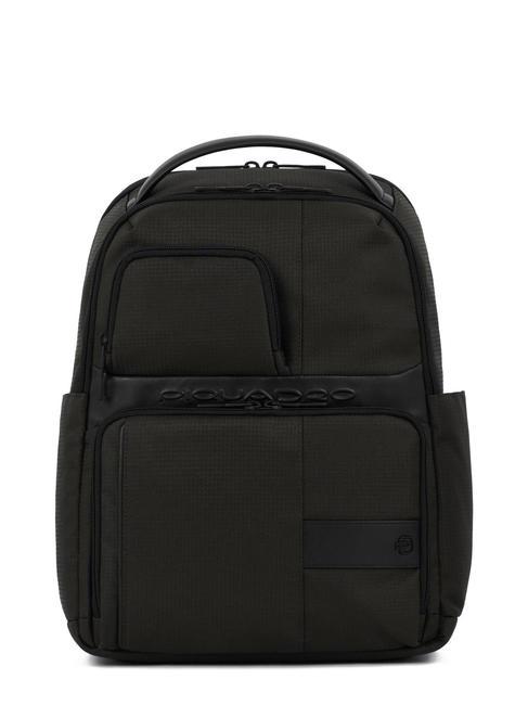 PIQUADRO WOLLEM Leather and fabric backpack, 14" laptop holder Black - Laptop backpacks