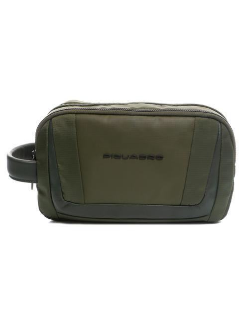 PIQUADRO WALLABY Beauty in leather and fabric GREEN - Beauty Case
